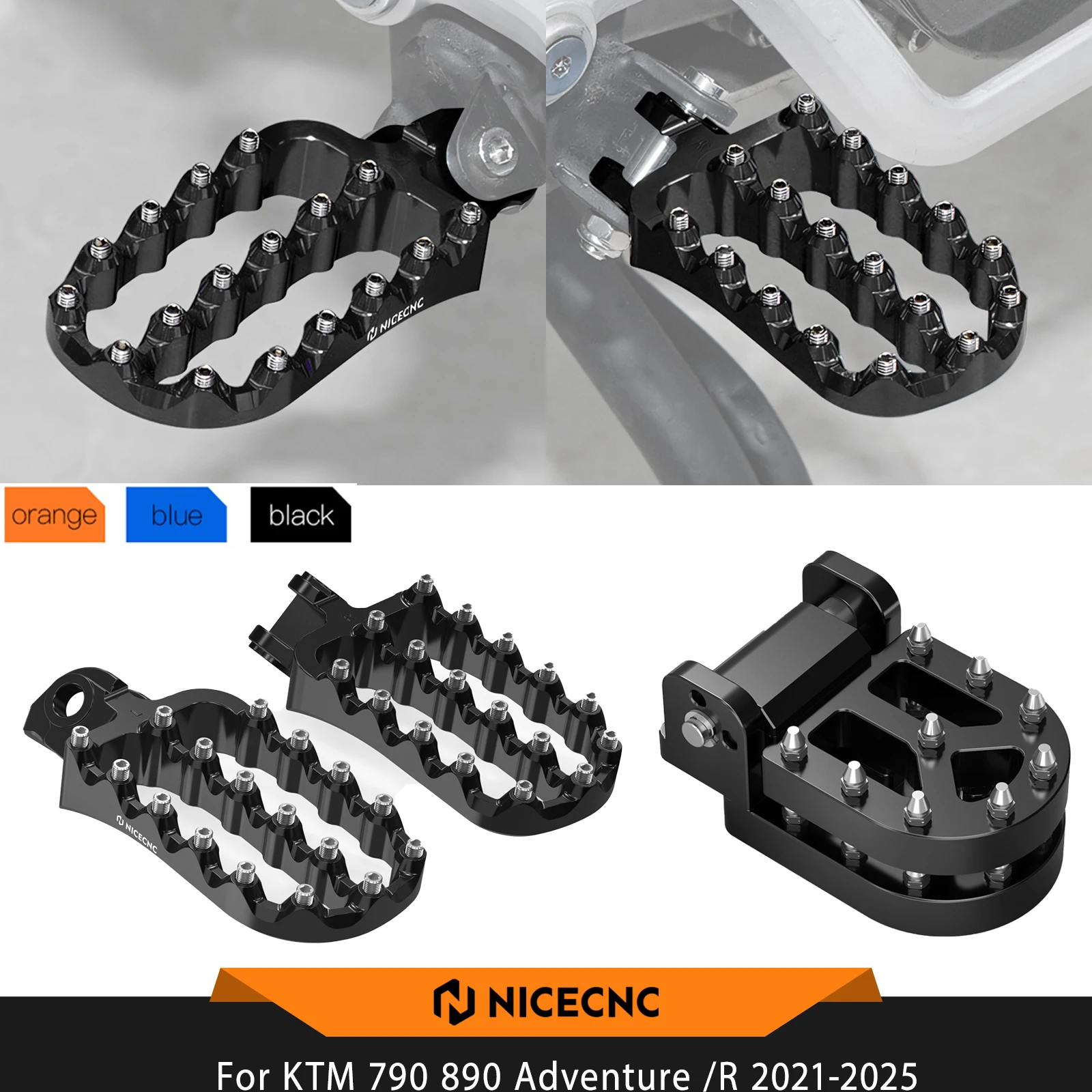 

NICECNC For KTM 790 890 Adventure /R 2021-2025 Footpegs Footrests Foot Brake Lever Step Plate For Husqvarna Norden 901 2022-2025