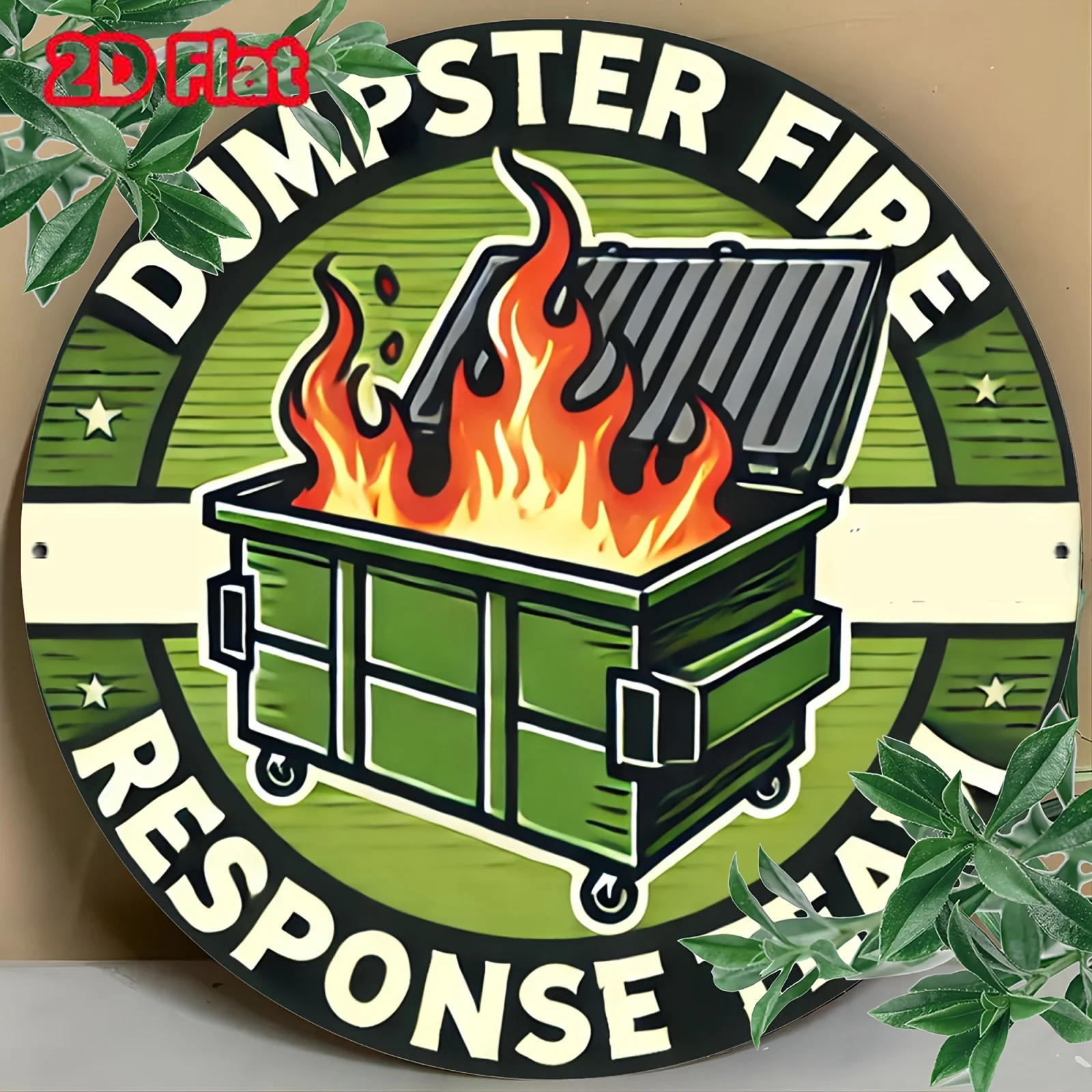 "فريق Dumpster Fire Response Team" لوحة فنية جدارية ذات طابع حيواني وخيالي، مثالية لديكور المزرعة والبار ورجل الإطفاء