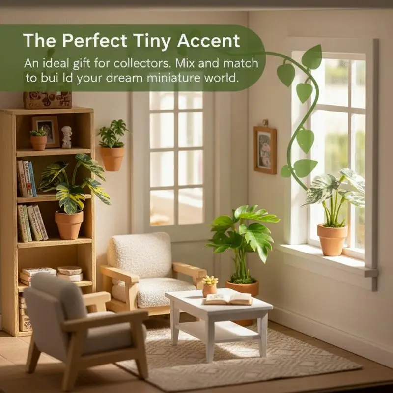 Green Turtle Back Mini Taro Plant Artificial Potted Plant Home Decoration for Dollhouse Micro Landscape Scene