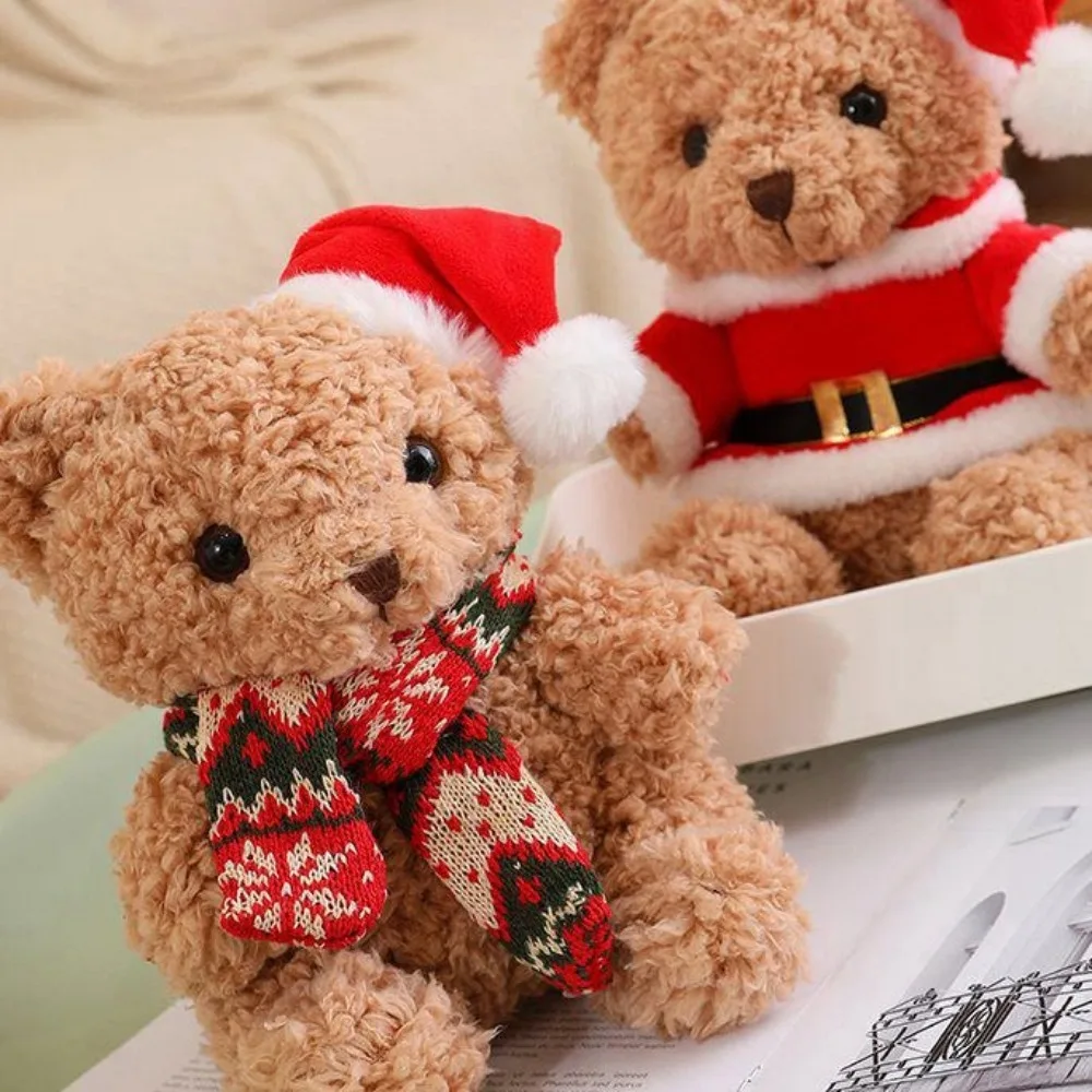 Chapéu urso de natal brinquedo de pelúcia vestir-se lenço fofo urso kawaii brinquedos de pelúcia dos desenhos animados urso macio boneca de pelúcia fontes de festa