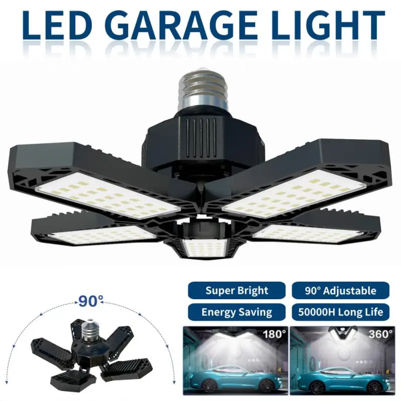 

LED Garage Light Bulbs, 40W 60W 80W10000LM Super Bright Garage Lighting LED Shop Light With Adjustable Panels, E27 Screw Socket