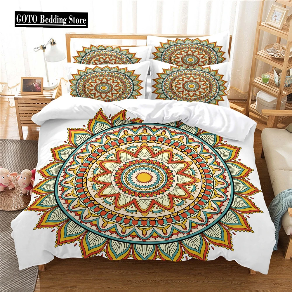 

Luxury Queen Size Duvet Cover Pillowcases Bohemia Comforter Bedding Sets Mandala 228x228cm 200x200 Bed Cover Set Ropa De Cama