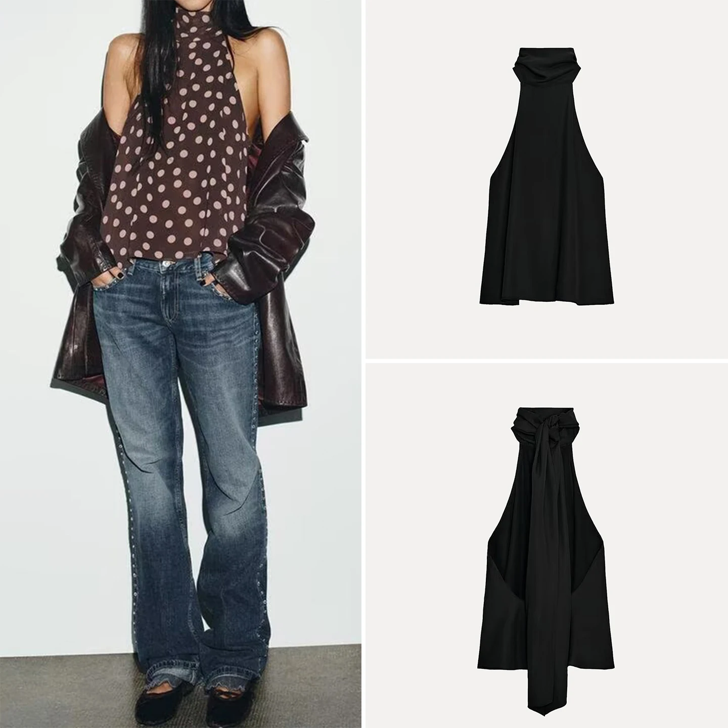 

Z Women's Faionable Knot Neline Top Ele Sle Spring Summer 2025 Seasonal Wear Regular Length