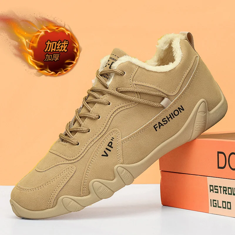 

Мужская зимняя обувь на плоской подошве, новая модная плюшевая теплая спортивная повседневная рабочая обувь, трендовые удобные легкие туфли на мягкой подошве на плоской подошве, ботинки