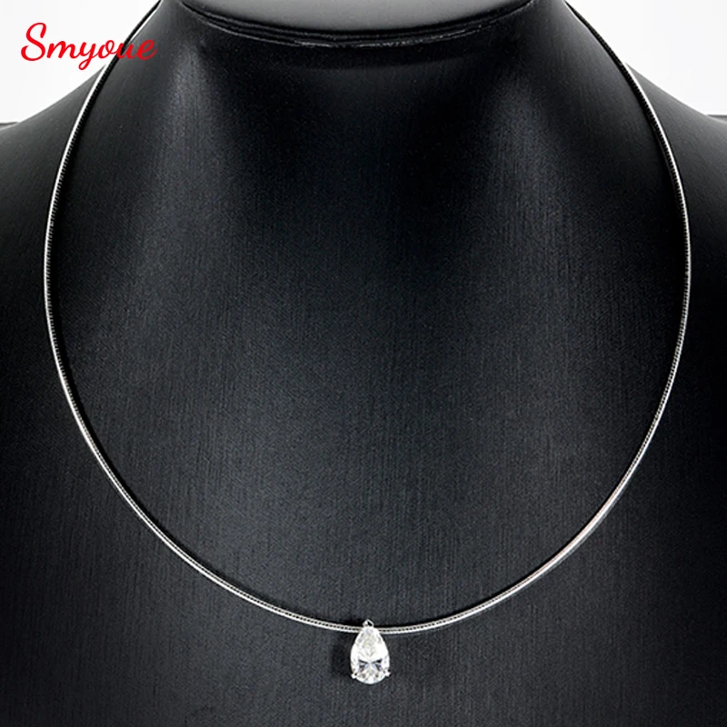 

Smyoue Pear Cut 3-5CT 100% Real Moissanite Necklace for Women Luxury Jewelry 1.5mm Chain Pendant 925 Sterling Silver Plated 18K