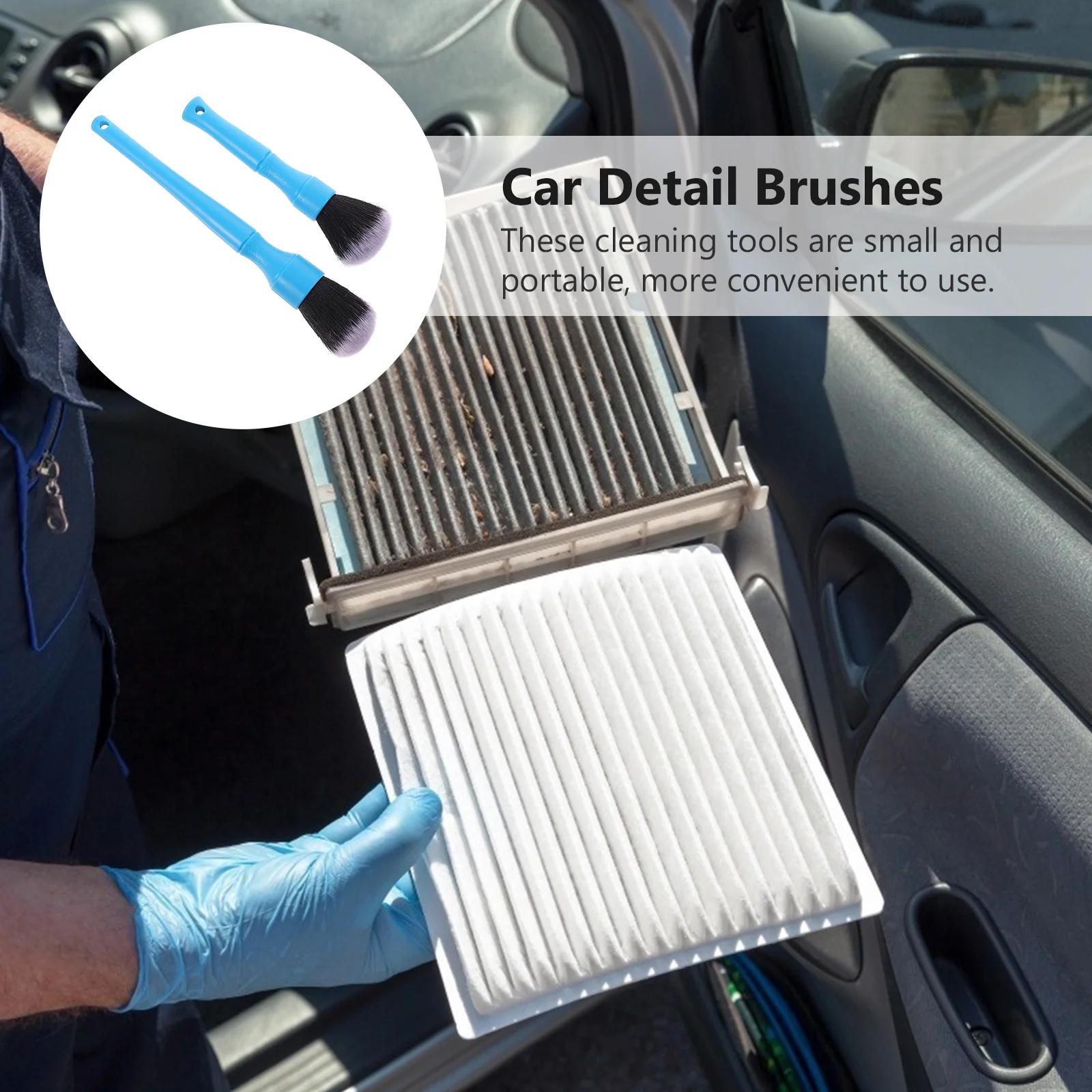 

2Pcs Ergonomic Detailing Brush Auto Interior Cleaning Tool Gentle Effective for Dashboard Cup Holders Vent Slots Car Care