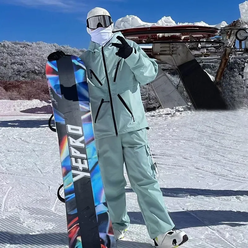 2025 3L بدلة تزلج مقاومة للماء ناقص 30 °   بنطال تزلج Fleec e Thick ened للرجال والنساء سترة كبيرة ومسمونة OT4