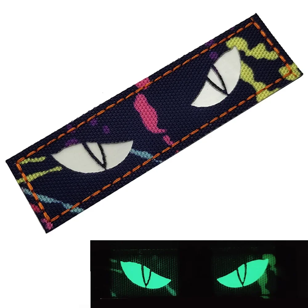 Outdoor Glow-in-the-dark Devil\'s Eye Cat\'s Eye Morale Tactical Badge Reflective Pack Sticker Badge Military Patch for Clothing