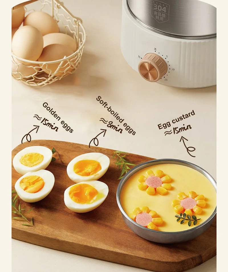 400 واط المنزل آلة طهي البيض سعة كبيرة 304 الفولاذ المقاوم للصدأ توقيت باخرة كهربائية 7 البيض كعكة الذرة السيارات انقطاع التيار الكهربائي آلة الإفطار
