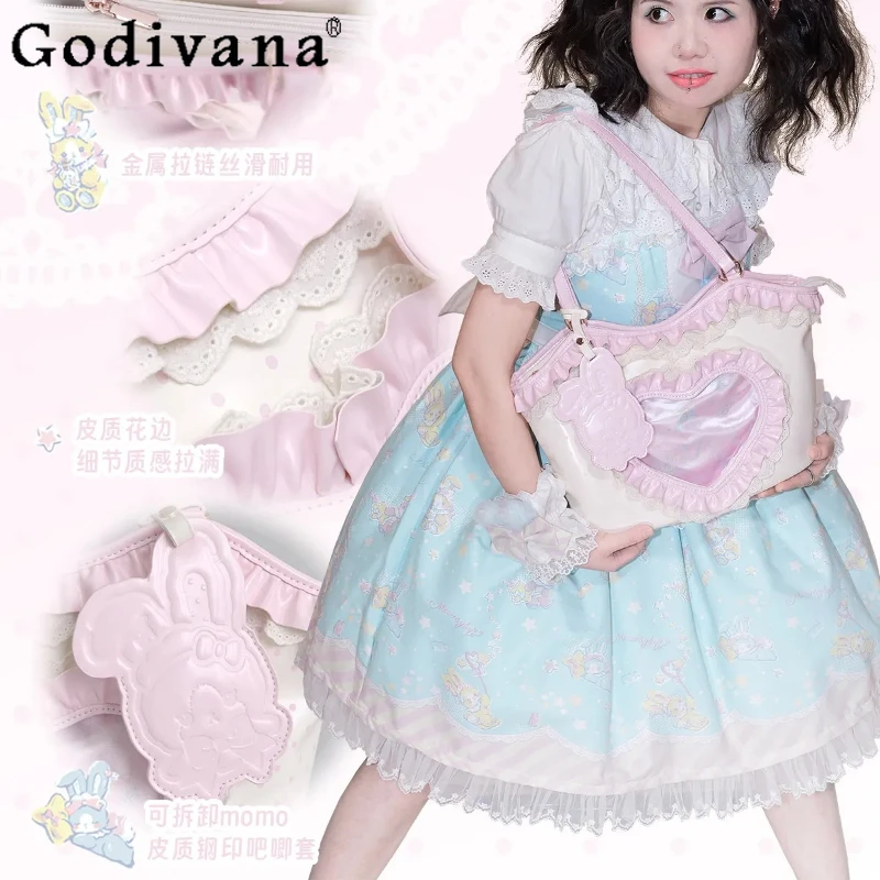 

2026 New Original Design Girls Tote Bags Women's Sweet Heart-shaped Pain Bag Small Dot Large Capacity PU Leather Shoulder Bags