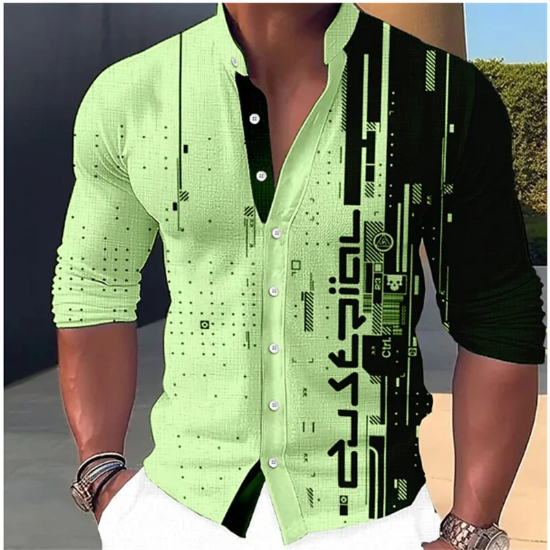 Camisa con cuello levantado para hombre, ropa informal con botones, tela suave y cómoda, al aire libre para fiesta, moda Popular, 2023