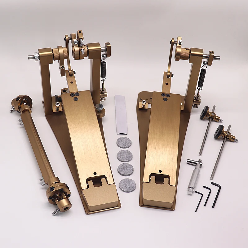 NEW Aluminium Alloy Drum Pedal Double Pedal Silver Double Bass Drum Pedal Good Handicraft