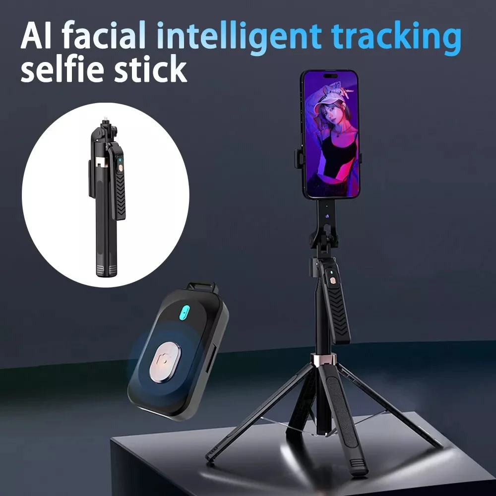 LISCN Selfie Stick Tripod Bluetooth Remote AI Intelligent Tracking Gimbal with Automatic Shooting Pole and 360° Rotation Holder