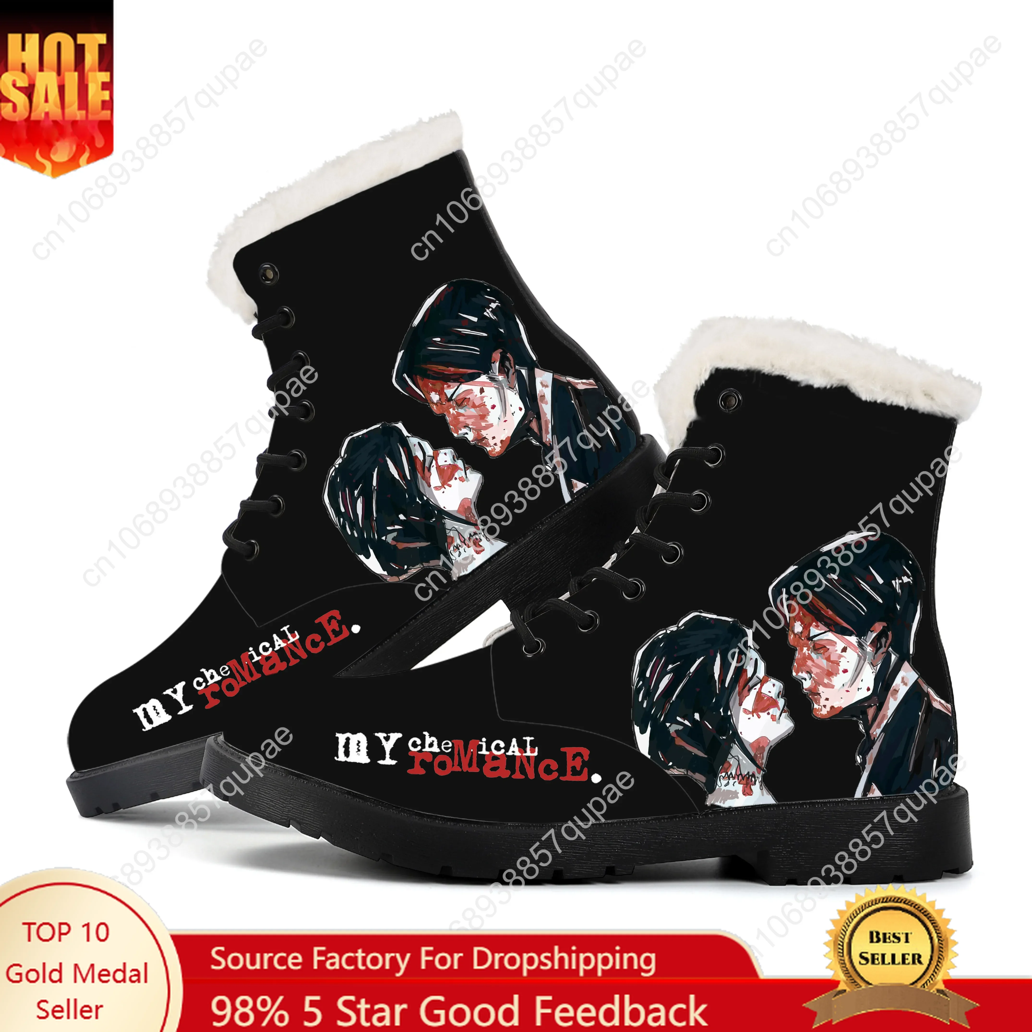 

My Chemical Romance Rock Band Plush Boots Mens Womens Teenager Shoes Casual Boot Light High Quality Couple Customize Shoe