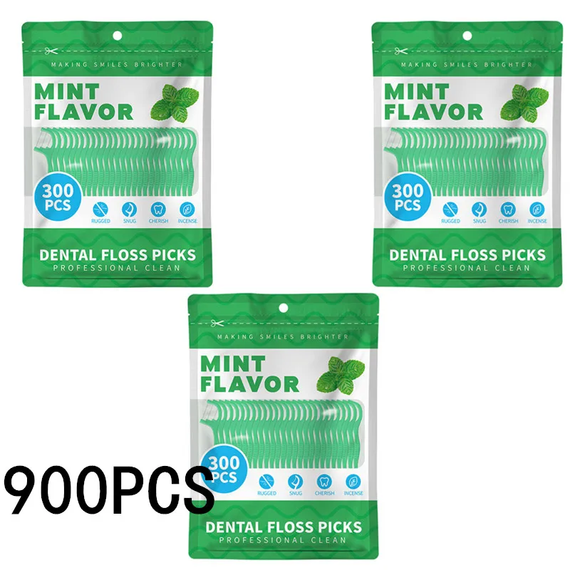 300/600/900 Stück Mint Floss Stick – Einweg-Floss-Reinigungsstab – Zahnstocher zum Entfernen von Plaque und Lebensmittelrückständen – Mundreinigung