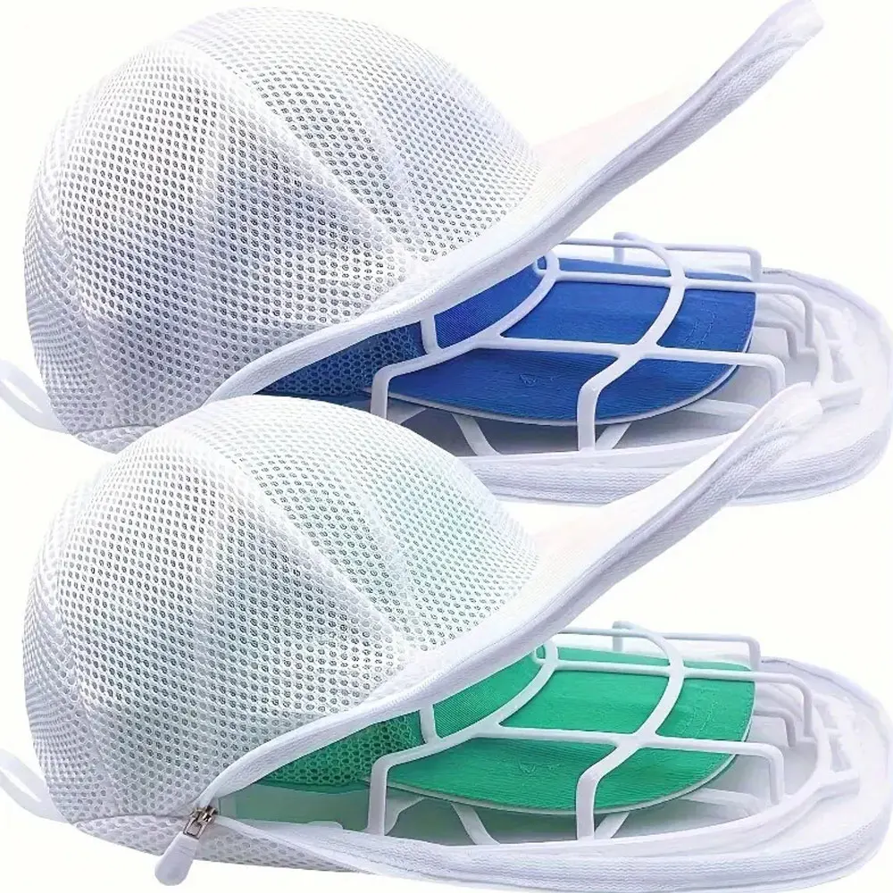 Washing Machine Hat Cleaning Cage with Zipper Closure - Suitable for Washing Baseball Caps and Hats, Protecting Delicate Hats from Damage - Ideal for Sports Enthusiasts and Laundry Care, Laundry Accessories, Hat Maintenance, Mesh Design, Sturdy Structure, Protective Cover, Active Lifestyle, Compact Design, Reinforced Stitching, Outdoor Adventurers