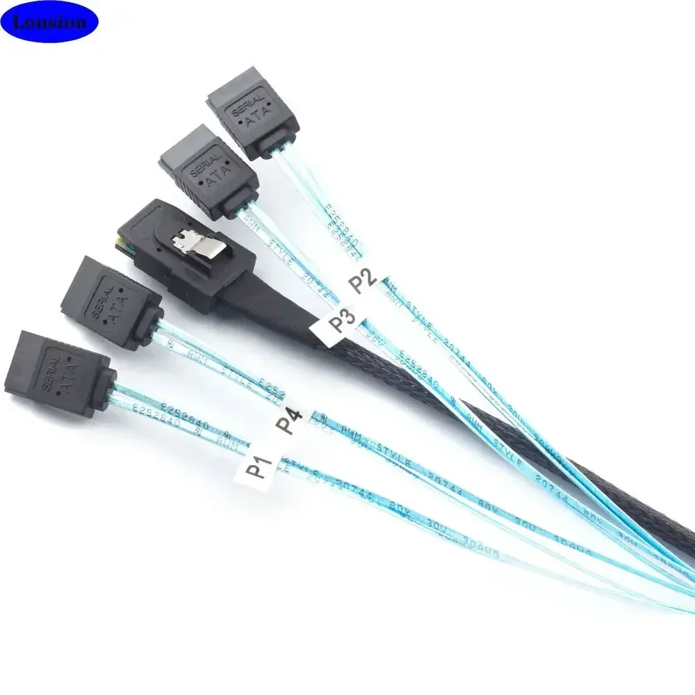 كابل توصيل MINI SAS SFF-8087 إلى 4 منافذ SATA عالي السرعة للخادم