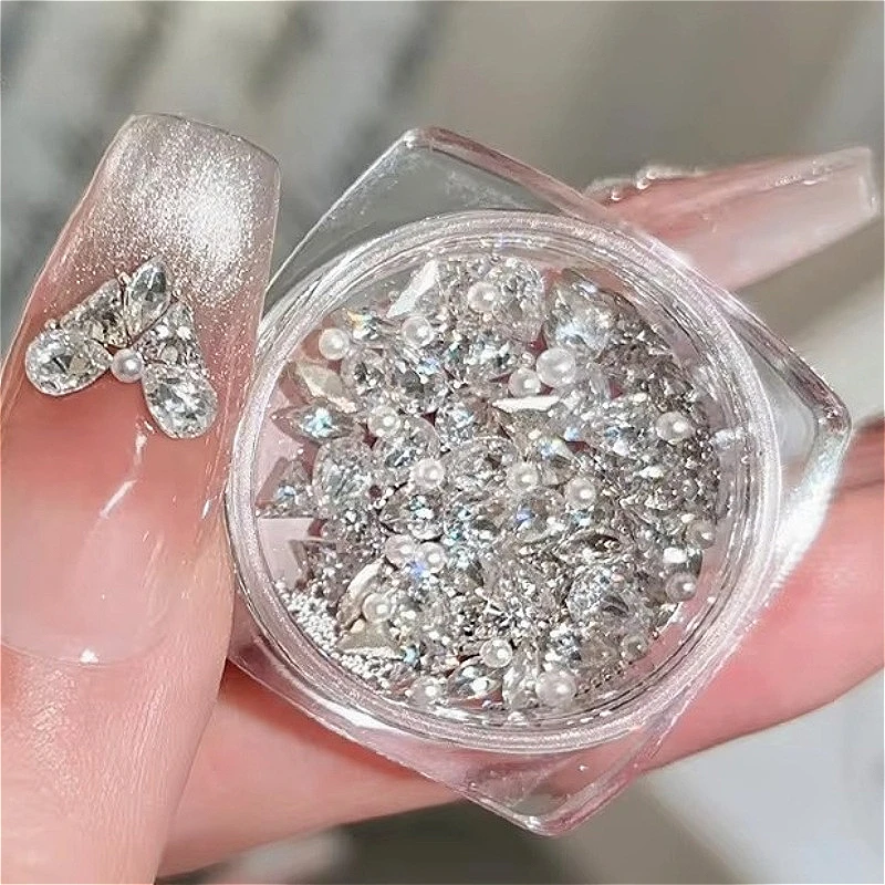 Geometric Rhinestone Splicing Crystal Heart Flat Bottom Water Droplet Zircon Drill Nail Art Decoration Accessories Manicure Tool