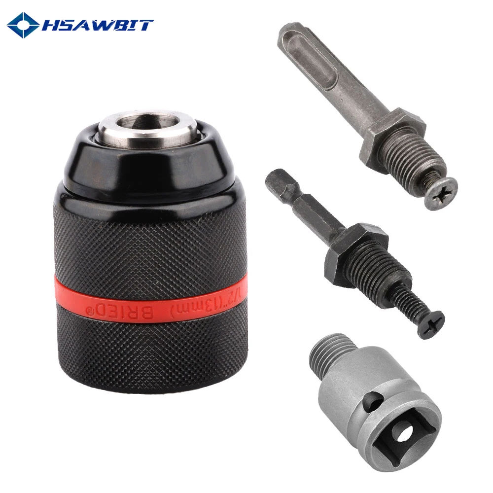 Metal Heavy Duty 1/2-20UNF 13mm Keyless Drill Chuck Hex Shank/SDS/Socket Square Female Adaptor Hardware Tool Professional