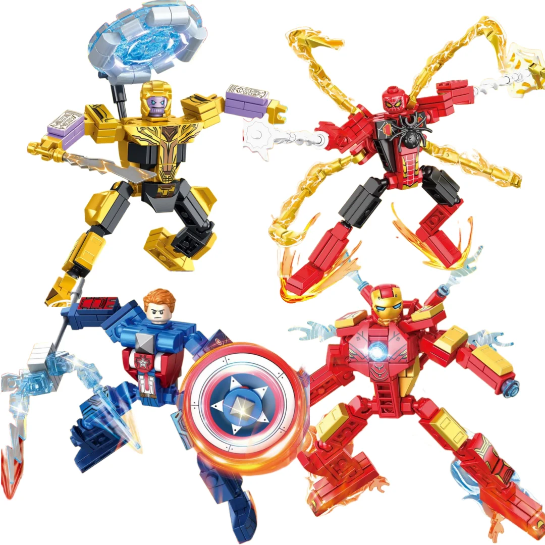 Building Blocks Model Disney Figures Compatible Spiderman Iron Man Venom Captain Hawk Deadpool Technic Armor City Gift Toys