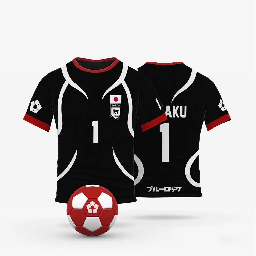 Blue Lock Japan U20 Black Cartoon Anime Cosplay Men Jersey Summer Short Sleeve Children Tee Tops Quick-Dry Fashion Women T-shirt image 2