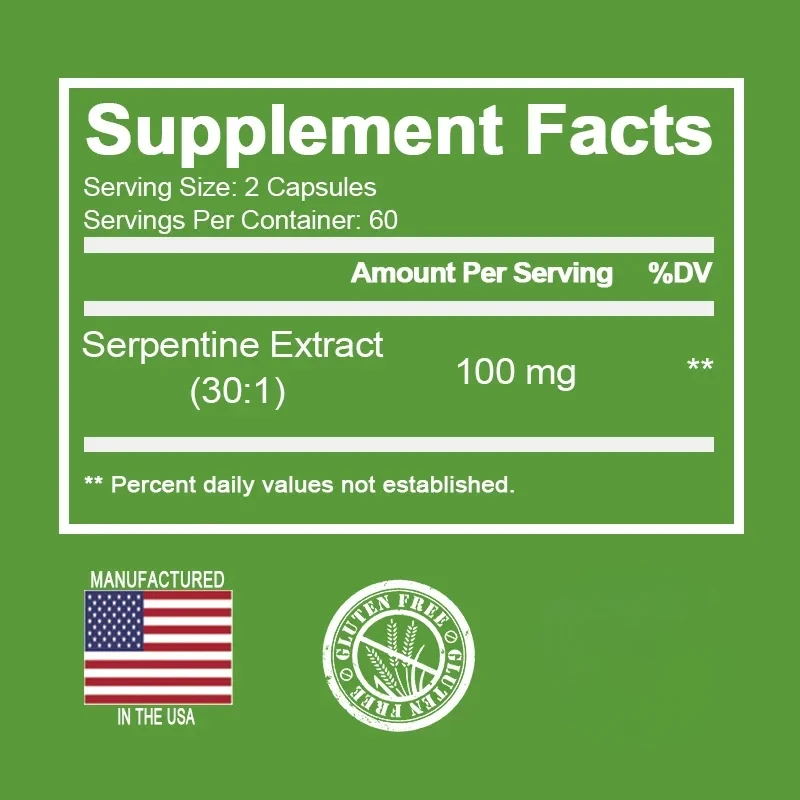 Natural Serpentine Supplement, Dietary Capsules, Non-GMO, 120 Capsules