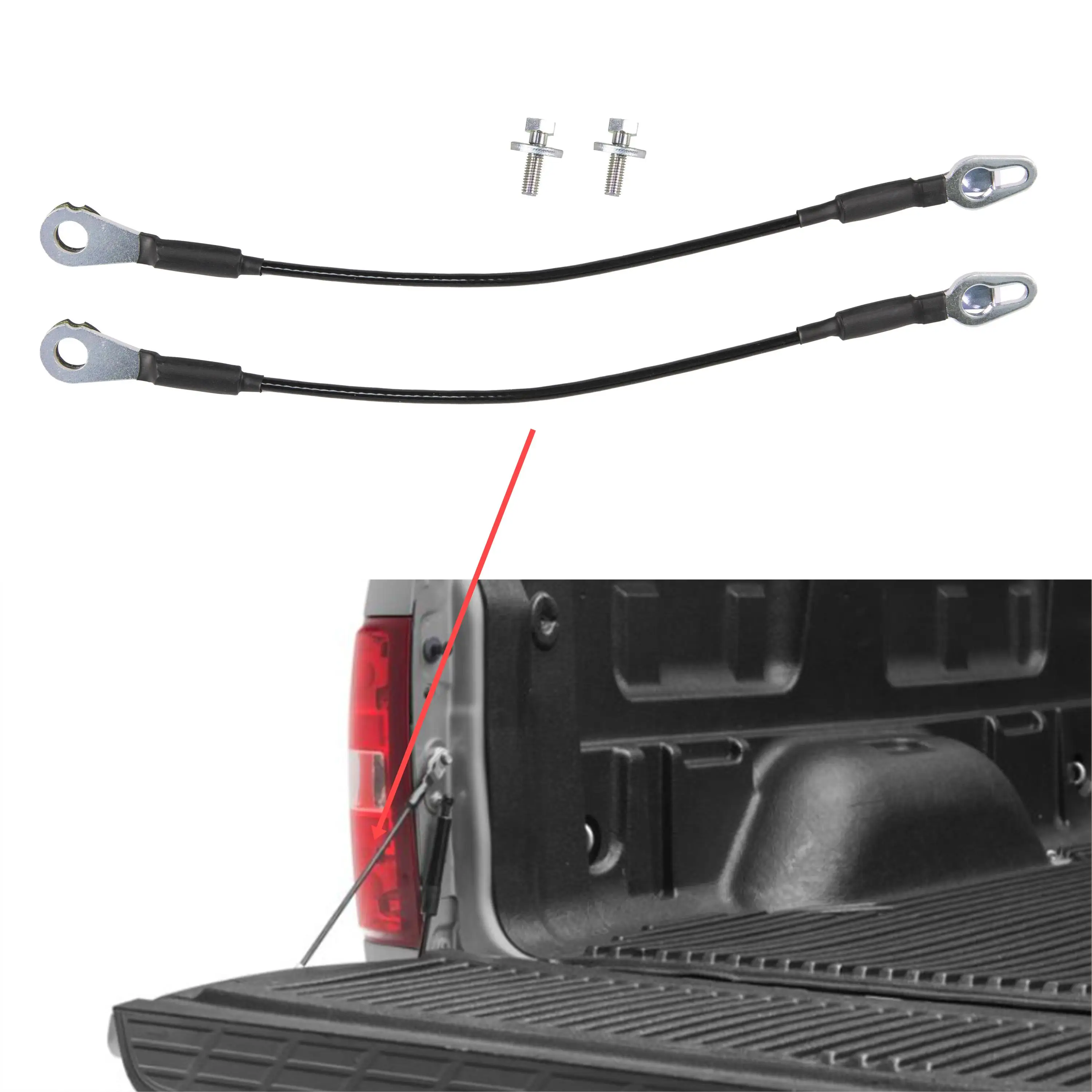 Rear Tailgate Support Cable Strap wih Bolt for 2007-2016 GMC Sierra Chevrolet Silverado 1500 2500 3500 For 2009-2010 Hummer H3T