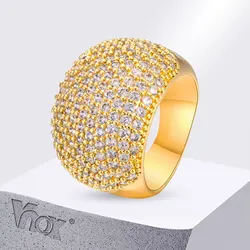 Vnox Oversize Statement Ring for Women Girls, Full CZ Cubic Zirconia Stones Bling Ring, Luxury Jewelry