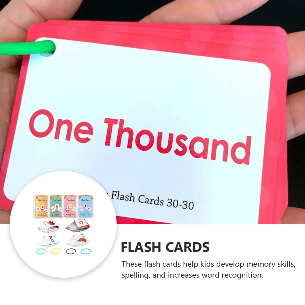 Cartões flash infantis, 4 unidades, ferramenta de aprendizagem, números de letras coloridas de frutas, melhoram habilidades de memória, ortografia, palavras em inglês, pais e filhos