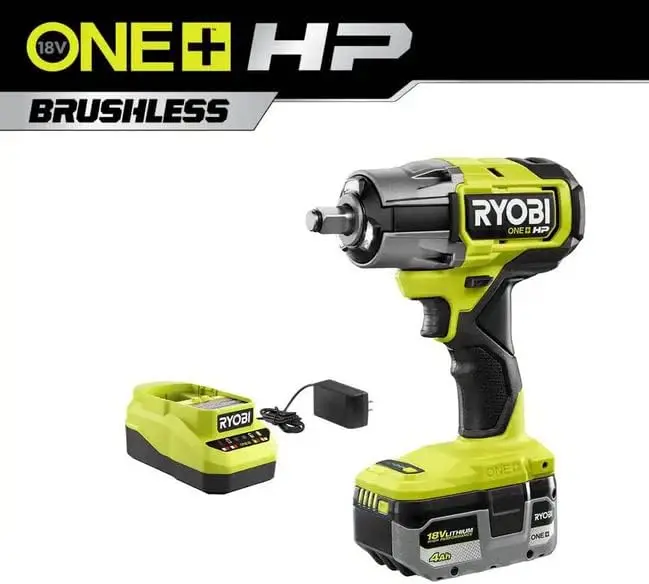 RYOBI P262K1 ONE+ HP 18V Brushless Cordless 4-Mode 1/2 in. Impact Wrench Kit w/ 4.0 Ah HIGH PERFORMANCE Lithium-Ion Battery