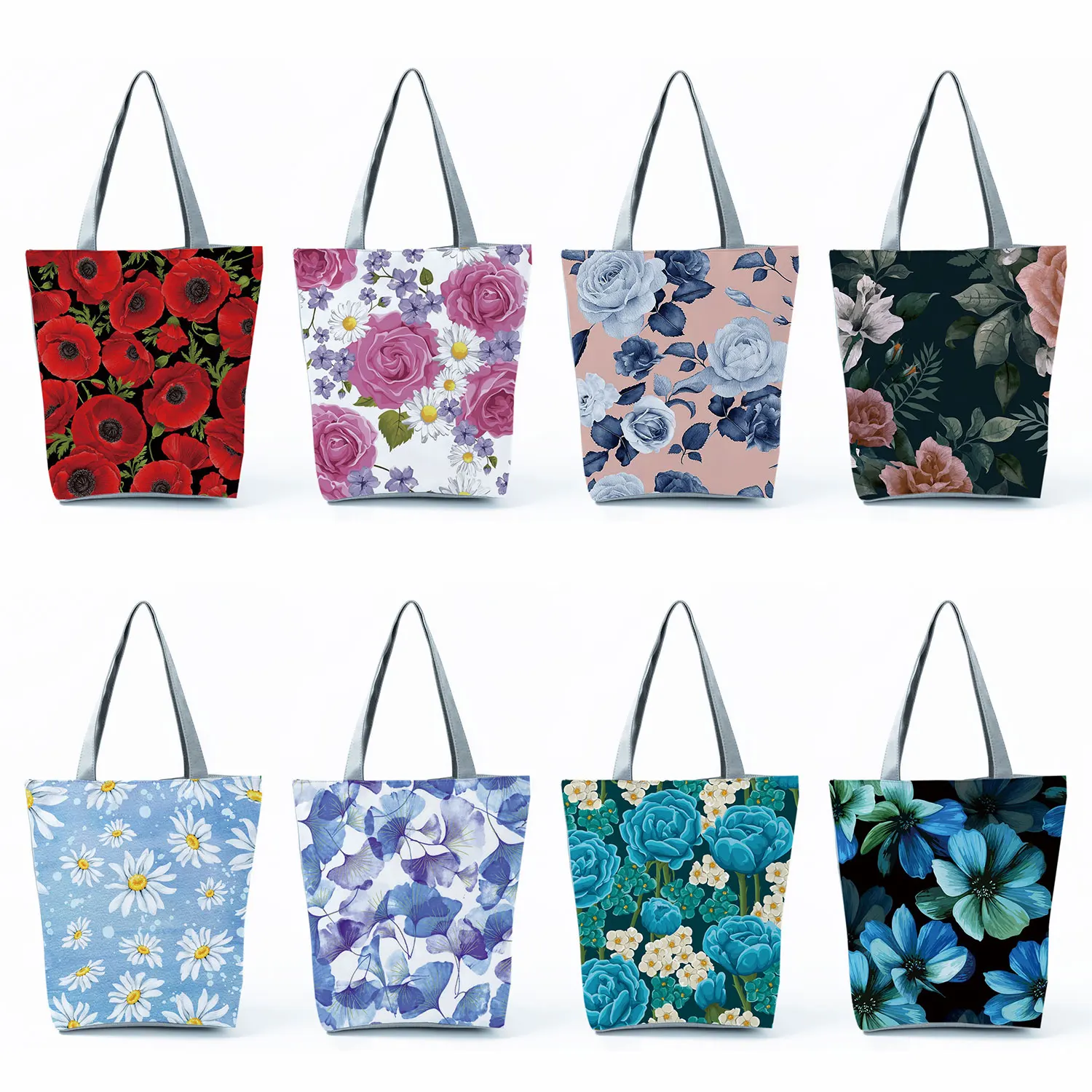 

Plant Floral Print Handbags For Women Ladies Big High Capacity Travel Beach Package Casual Shopping Tote Bag Female Shoulder Bag