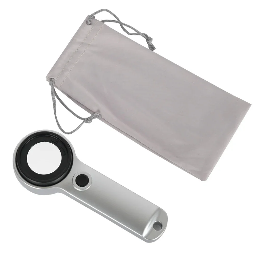 Handheld 10X Magnifying Glass With 3 Light Illuminated 3 UV Magnifier For Seniors Reading Inspection Coins Jewelry Exploring