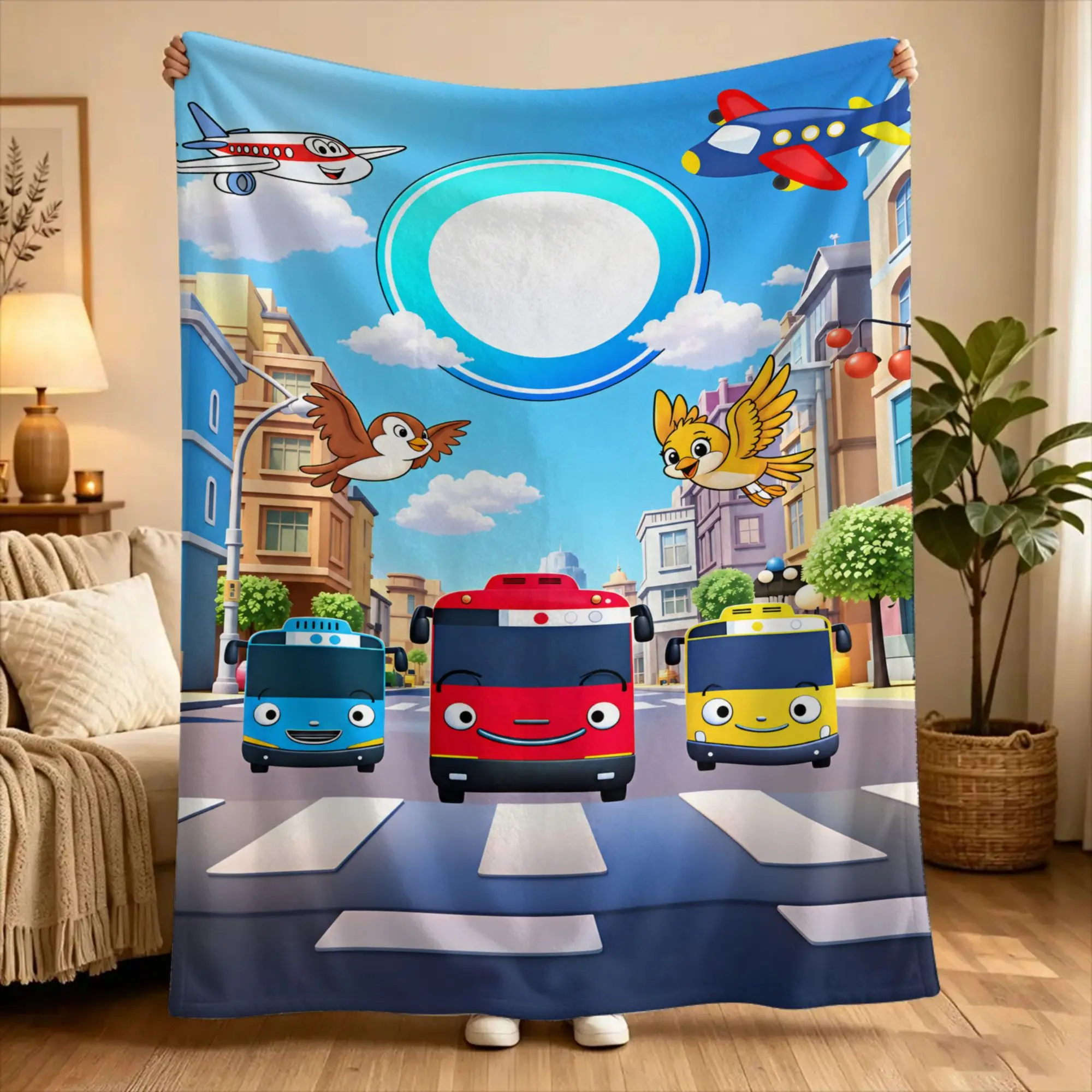 T-Tayo the L-Little Bus  Blankets  Soft Warm Funny Plush Throw Blanket For Couch Chair Picnic Flannel Bedspread Bed Cover