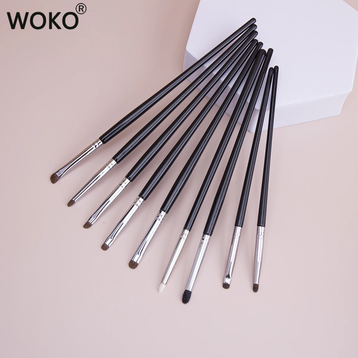 9pcs Eyeliner Smudge Brush Precision Smudge Makeup Brush set Horse Hair Eyeshadow Smudge Brush Small Smoky Liner Makeup Brushes