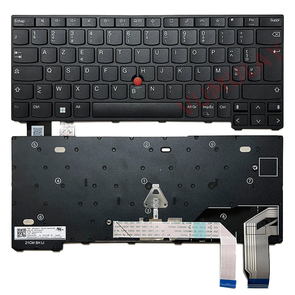 French/Latin Keyboard for Lenovo Thinkpad L13 Gen 3  Gen 4 , L13 YOGA  Gen 3 Gen 4 No-Backlit AZERTY