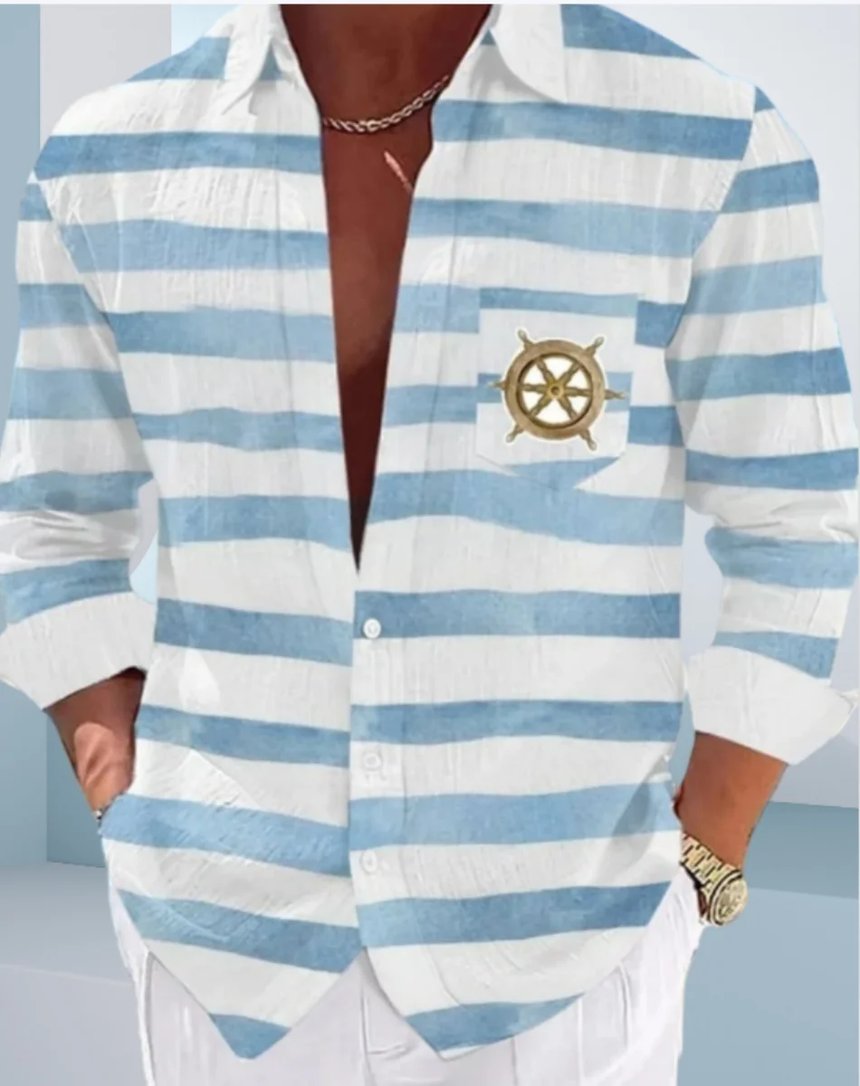 New men's casual shirt summer Hawaiian shirt 3D printed casual long sleeved shirt men's plus size XS-6XL