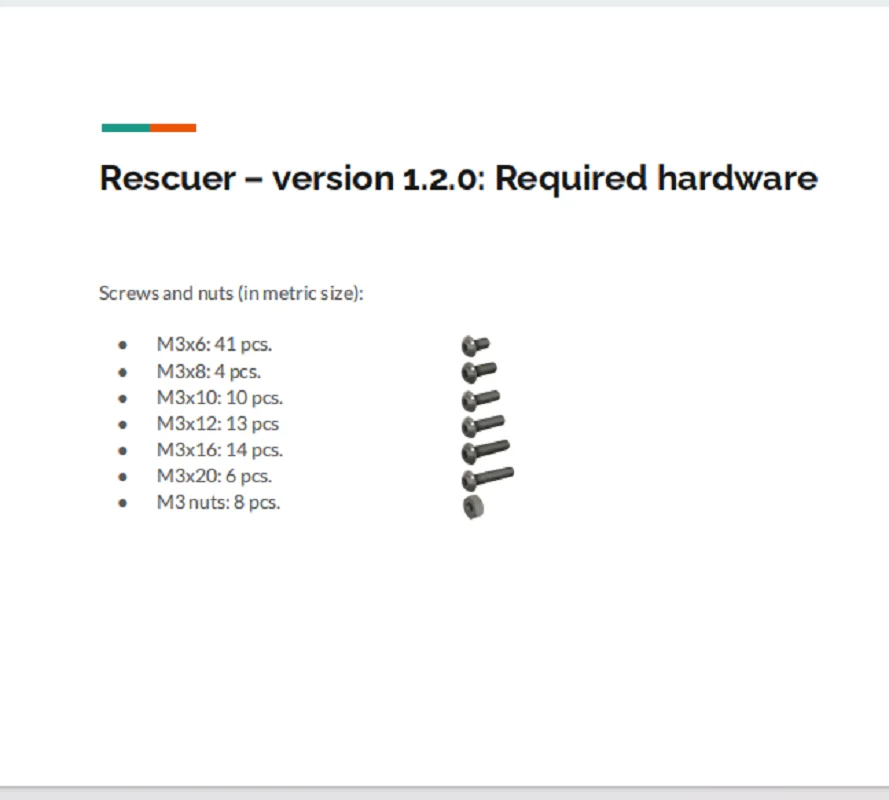 3DSets Fasteners Screws and Nuts for Model Mini 4x4:Rescuer 3D Sets RC Car Required Hardware