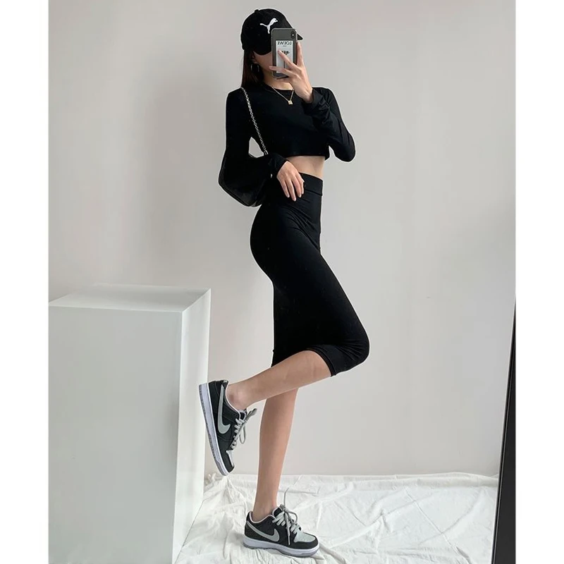 Skinny Dresses For Women 2022 Summer Sexy Skirt Two Piece Set Woman 2 Pieces Chic Tight Mermaid Dress Party Long Sleeve Dress