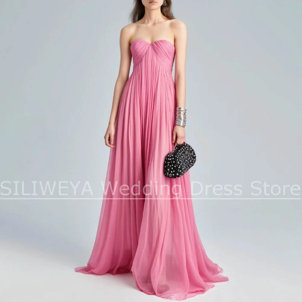 

Модные вечерние платья без бретелек, плиссированные драпированные шифоновые вечерние платья, элегантные женские платья для выпускного вечера без рукавов длиной до пола