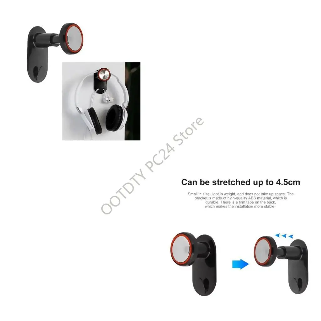 H7BA Adjustable Length Headphone Stand Hook For Secure Desk Mounting Space Saving