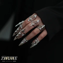 ZHUHE Metal Skeleton Ring Cyberpunk Style For Women Jewelry Accessories Party Gifts