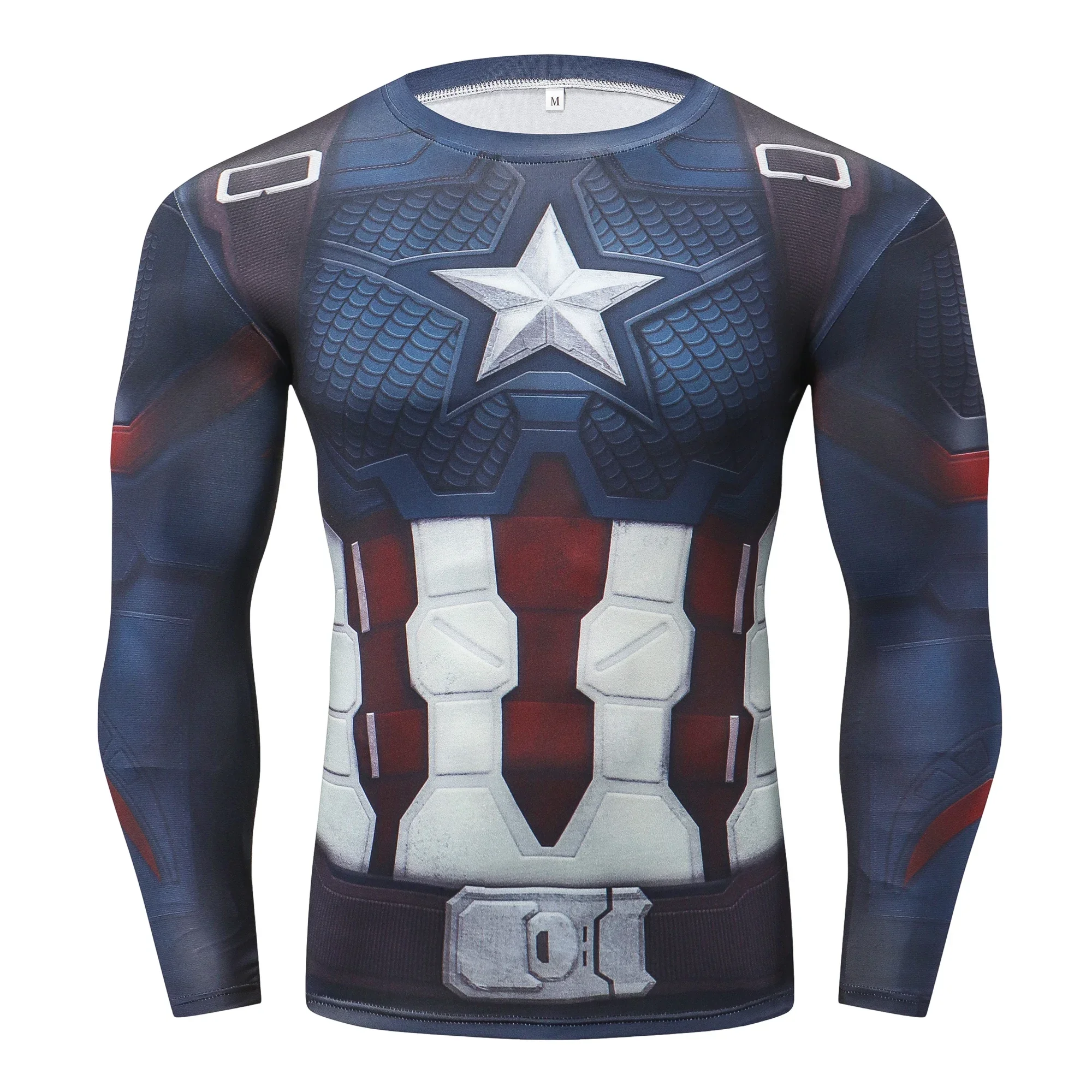 Superhero Captain Cosplay Costume Premium 3D Printed Costume Compression T-shirt Joggers Fitness Quick-Dry Tight Running Tops