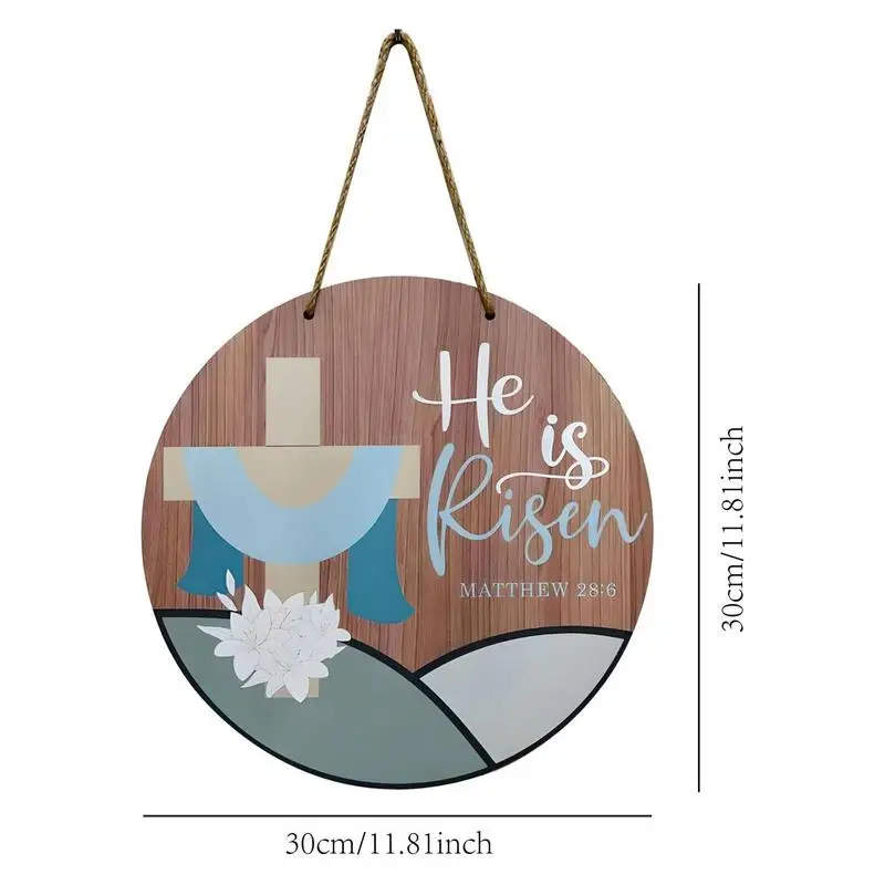 He Is Risen Cross Door Sign Religious Easter Door Hanger Sign Easter Wooden Door Sign Easter Religious Decor Rustic Hang Sign