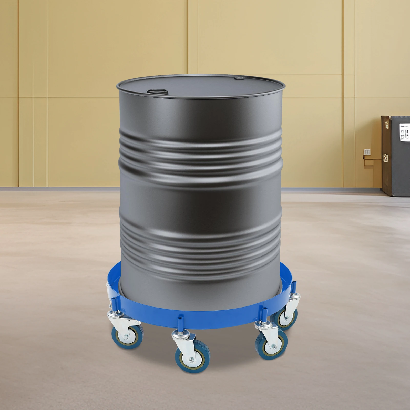 Chariot à roulettes pour fût, chariot de transport pour fût métallique de 200 litres, capacité de charge 907 kg, diamètre du fût 62 cm, chariot à fût avec 8 roues universelles