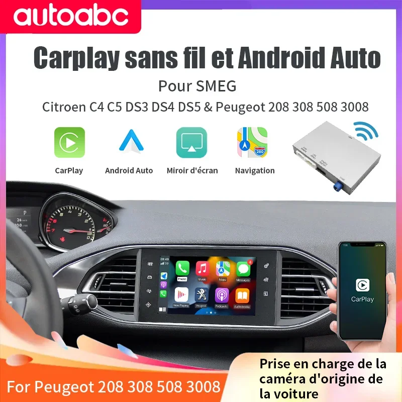 Module Carplay Android Auto sans fil, pour Peugeot citroën SMEG MRN Picasso C4 C5 DS4 DS3 308 508 208 3008 miroir LinK