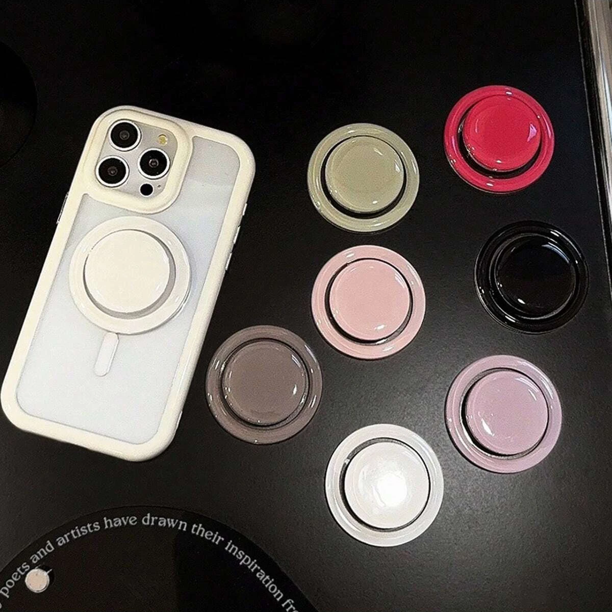 حامل هاتف وسادة هوائية مغناطيسية بلون موحد - تصميم صغير شفاف قابل للطي وقابل للتطوير قطعة واحدة #3