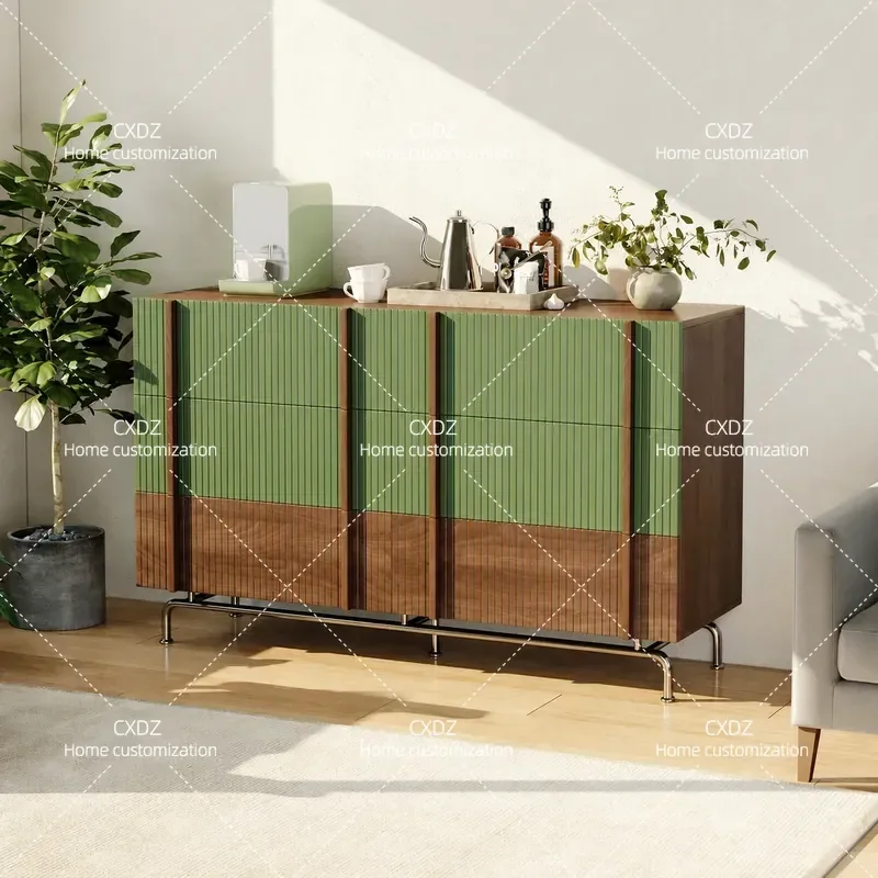 Retro Chest of Drawers Medium Antique Storage Cabinet for Living Room Bedroom Six Drawer Wall Unit Locker