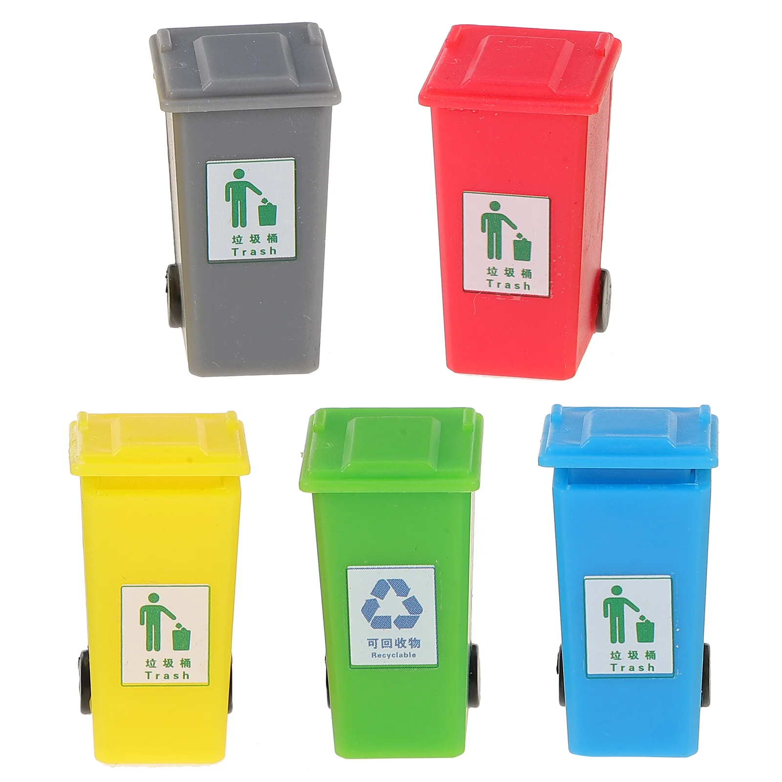 

5 Pcs Mini Trash Can Garbage House Sorting Model Miniature Waste Bin Abs Sand Table Decor Room Decoration