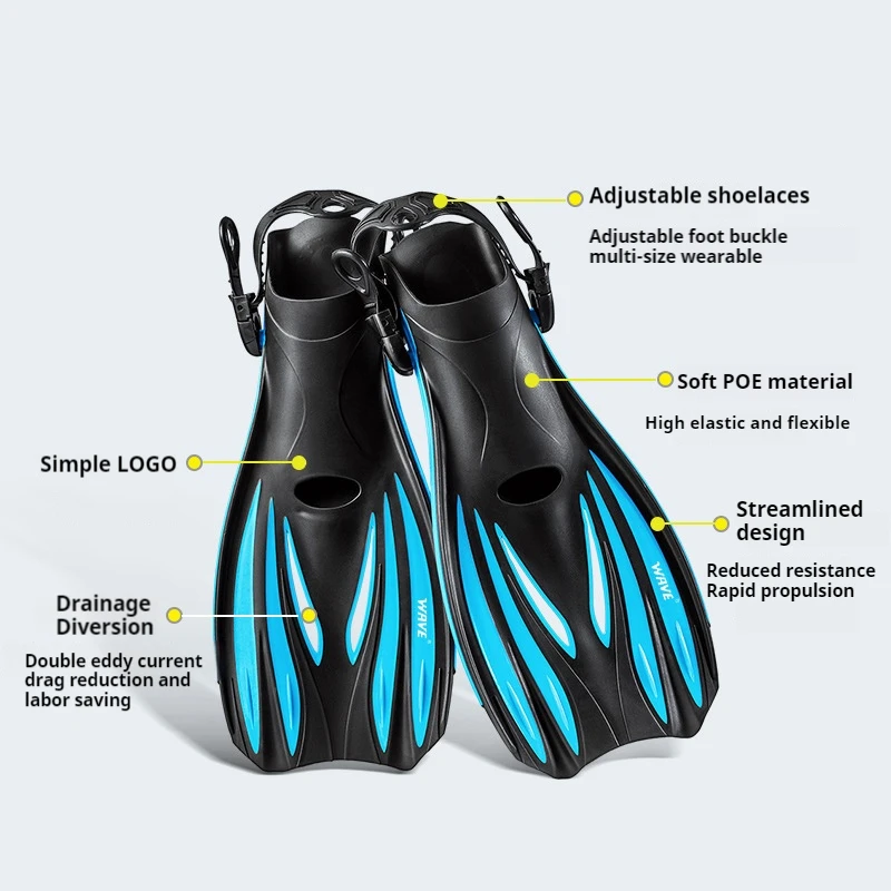 Pair Of Professional Adult Diving & Swimming Flippers Adjustable Lace-up Fins Freestyle Snorkeling Training Swimming Equipments