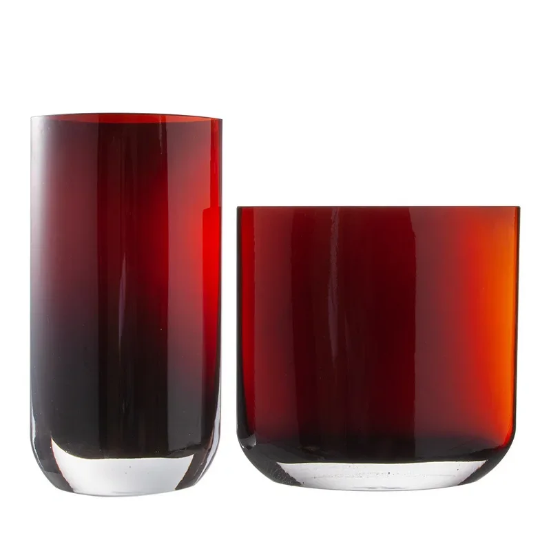 newThickened crystal bottom! Retro red front vase, modern artwork desktop ornament decoration